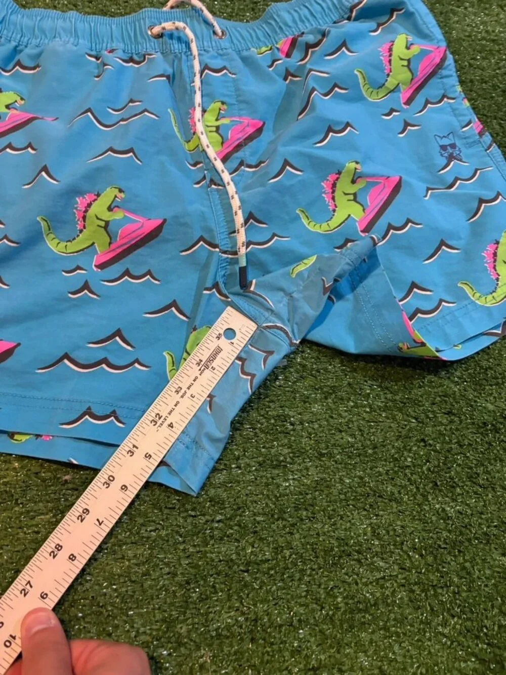Party Pants swim trunks mens large blue green dino ripper 5